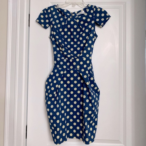 Closet Dresses & Skirts - Closet London Cap Sleeve Midi Pencil Cocktail Dress With Tie Back Size UK 8 US 4
